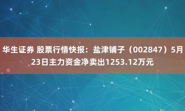 华生证券 股票行情快报：盐津铺子（002847）5月23日主力资金净卖出1253.12万元